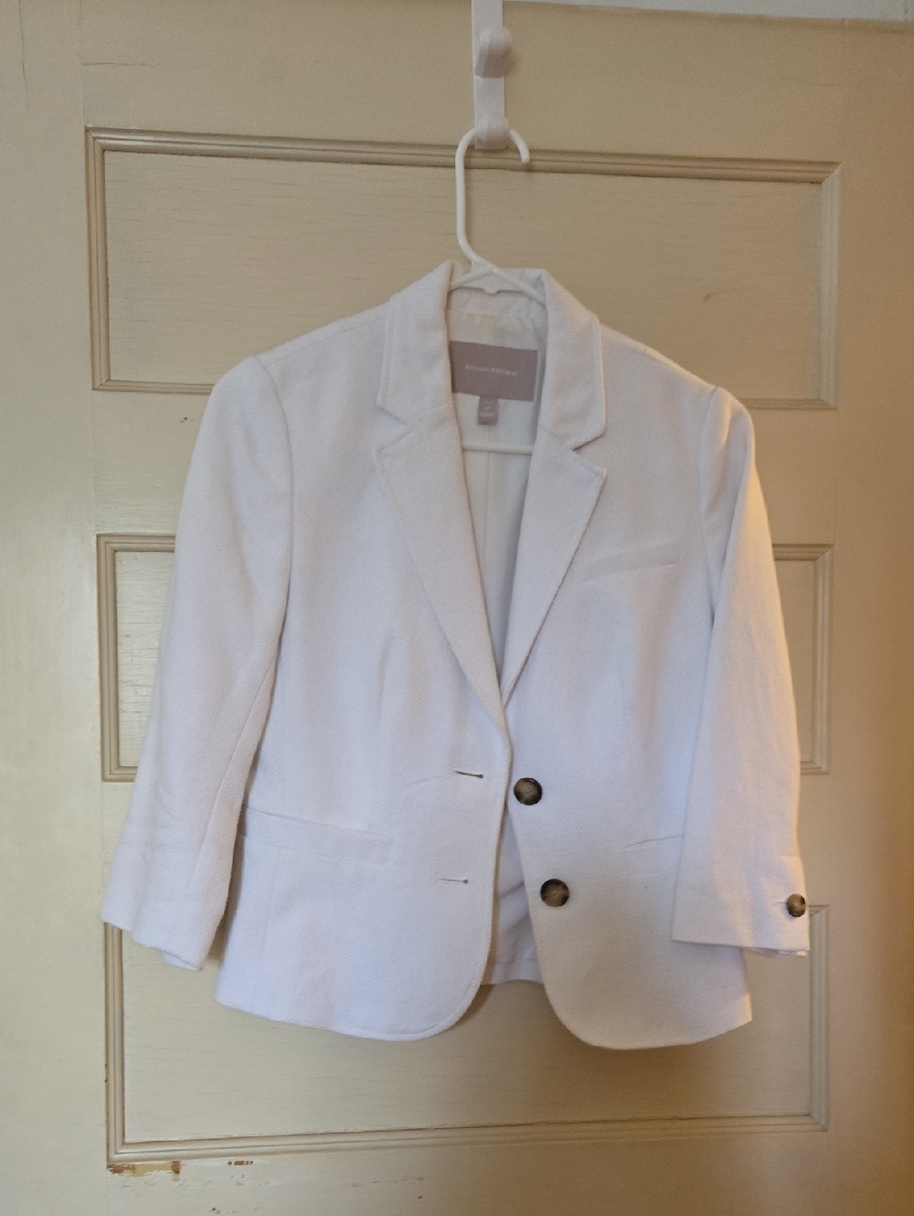 Banana Republic White Textured Women's Blazer 3/4 Length Sleeves 2P